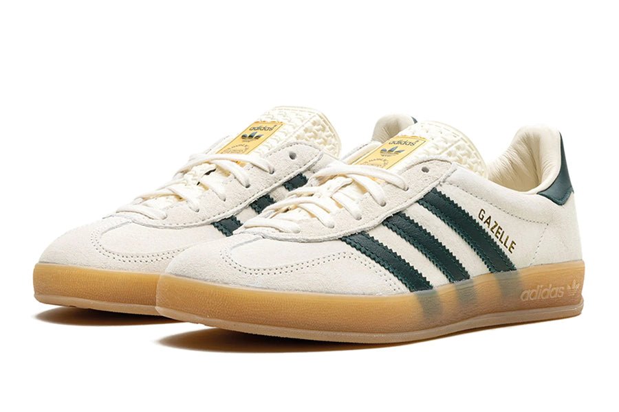 Gazelle Indoor Cream White Collegiate Green Gum-Sneakers-Lace & Step
