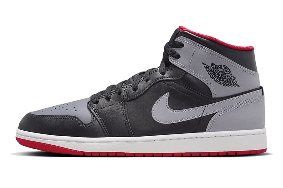 Air Jordan 1 Mid Black Grey Red-Sneakers-Lace & Step