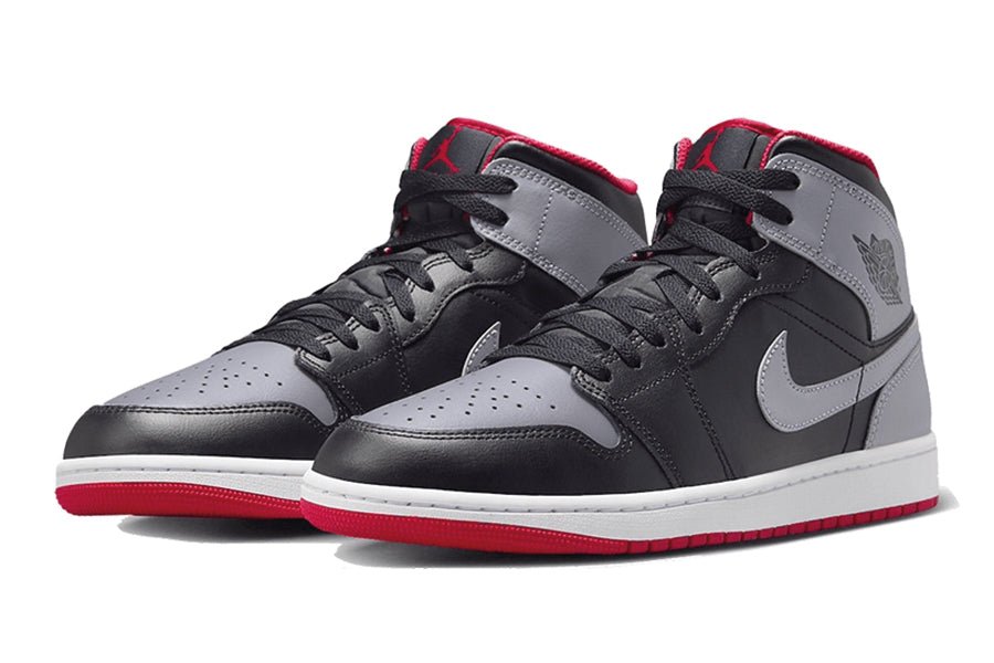 Air Jordan 1 Mid Black Grey Red-Sneakers-Lace & Step