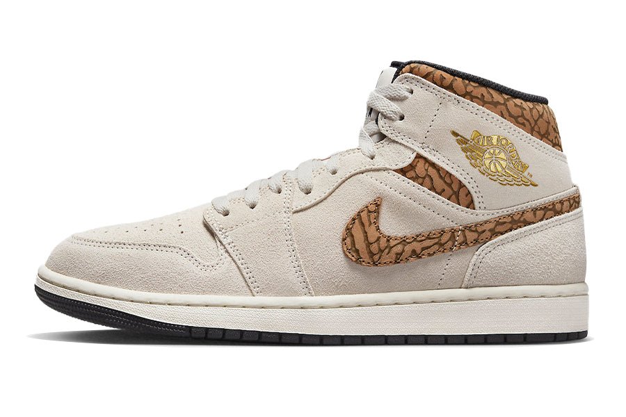 Air Jordan 1 Mid Brown Elephant-Sneakers-Lace & Step