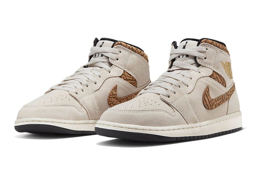 Air Jordan 1 Mid Brown Elephant-Sneakers-Lace & Step
